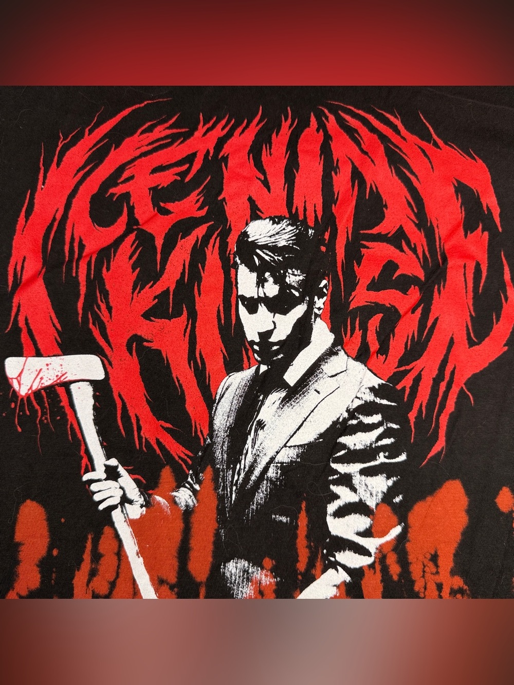 Men’s Black Graphic Tee with Red Horror Print